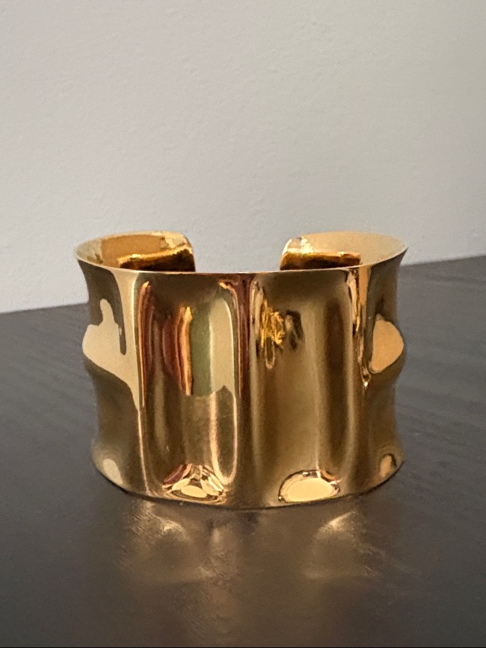 Mayamar 24K Gold Plated Hammered Cuff Bracelet
